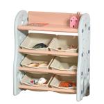 HOMCOM Estantería Infantil de Juguetes Organizador Almacenaje de Niños con 6 Cajas y Estante para Sala de Juegos Guardería Libros 76x36x92 cm Crema y Azul(c-1)
