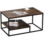 HOMCOM Mesa de Centro Multifuncional Mesa de Café Minimalista Imitación Mármol con Estructura de Metal Estante Adicional 106x50x47 cm Blanco(c-2)