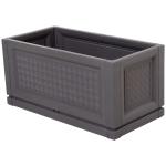 Outsunny Jardinera Plástica Maceta para Flores Rectangular con Agujeros de Drenaje y Profundidad Extra 60x30x29 cm Gris/Marrón(c-3)