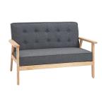 HOMCOM Sofá de 2 Plazas con Respaldo y Cojines Acolchados Patas de Madera Antideslizantes Botones con Mechones Salón Dormitorio Oficina 114x66x69 cm Azul(c-2)