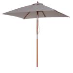 Outsunny Sombrilla Parasol de Jardín 200x150x230 cm Sombrilla Rectangular Inclinable con Manivela Doble Techo y Poste Desmontable de Madera para Terraza Patio Gris