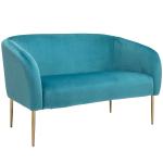 HOMCOM Sofá de 2 Plazas Sofá Doble Moderno con Patas Metálicas Asiento Acolchado Apoyabrazos y Respaldo Curvos para Salón Dormitorio 124x73x76 cm Turquesa Oscuro