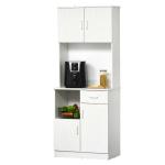 HOMCOM Armario Alacena de Cocina Buffet Aparador Organizador con 7 Estantes y un Cajón Extraíble 4 Puertas con Baldas Ajustables 101x39x180 cm Blanco(c-4)