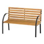 Outsunny Banco de Jardín de 2 Plazas 122x60x80 cm con Respaldo y Apoyabrazos Listones de Madera y Marco de Acero Carga 230 kg Color Natural y Negro