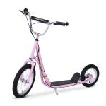HOMCOM Patinete Scooter Monopatín con Manillar para Niños y Adultos con Frenos 125x58x92-100cm Carga Máx. 100 kg Material de Acero Rosa