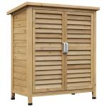 Outsunny Cobertizo de Almacenamiento de Madera para Jardín con Estantes Interiores 2 puertas y Techo Inclinado 87x46.5x96.5 cm(c-1)