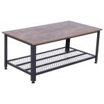 HomCom® Mesa de Centro Mesita Café Mueble Salón Comedor Mesa Auxiliar de 2 Niveles Mesa para Sofá Sala de Estar 90x45x40.5cm Nogal(c-3)