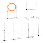 PawHut Conjunto 4 Obstáculos de Entrenamiento para Perro Set de Agilidad para Mascotas Estable Altura Ajustable de Aro Amarillo(c-2)
