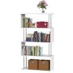 HOMCOM Librería Muebles para Oficina Estantería Color grano de madera blanca Madera y Metal 145x80x30cm
