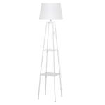 HOMCOM Lámpara de Pie Trípode de Metal Casquillo E27 de Máximo 40W con Pantalla de Lino y Estante de 2 Niveles 35,5x35,5x158 cm Blanco