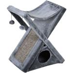 PawHut Árbol Rascador para Gatos Árbol para Escalar Juego y Descanso con Hamaca Plataformas Cueva Bola Colgante y Postes para Rascar de Sisal 48x34x95 cm Gris(c-2)