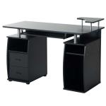 HOMCOM Mesa de Ordenador PC Mesa Escritorio con Múltiples Estantes Bandeja de Teclado Soporte CPU y 2 Cajones para Oficina 120x55x85 cm Marrón(c-4)