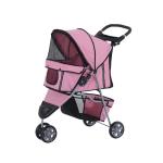PawHut Cochecito para Mascotas Plegable con Solo un Clic Carrito para Perros Desmontable con 2 Niveles Ruedas Giratorias Frenos Ventana y Bolsillos 82x48x100 cm Rojo(c-4)
