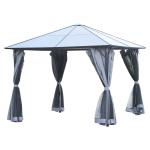 Outsunny Gazebo Pabellón Exterior Jardín 3x3m Carpa Cenador de Lujo Marco de Aluminio con Pared Lateral y Mosquitero para Fiesta Eventos(c-4)