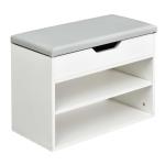 HOMCOM Zapatero Banco con Asiento Zapatero para Entrada Pasillo Cojín Acolchado 2 Estantes de Almacenamiento y 1 Cajón 63x30,5x45,5 cm(c-2)