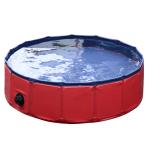 PawHut Piscina Plegable para Perros Gatos Ø80x20 cm Bañera Portátil para Mascotas PVC Antideslizante Múltiples Usos para Interiores y Exteriores Rojo