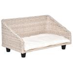 PawHut Sofá Cama de Ratán para Perros Cama Elevada para Mascotas Gatos con Cojín Suave y Lavable para Casa Interior 61x46x24,5 cm 70,5x40x37,5 cm Beige Veteado
