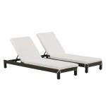 Outsunny Set de 2 Tumbonas de Ratán Chaise Longue con Cojines Acolchados Cubierta Impermeable Silla para Exterior Jardín Patio Terraza