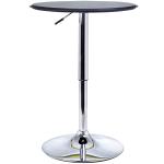 HOMCOM Mesa de Bar Moderna Giratorio de 360° Altura Regulable Redonda para Comedor Club Sala con Base de Hierro Cromado Soporta 50 kg Ø63x67-93 cm Negro(c-2)