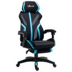 Vinsetto Silla Gaming Giratoria con Reposapiés Retráctil Silla de Oficina Reclinable con Reposacabezas y Altura Ajustable 65x65x119-129 cm Negro y Rojo(c-1)