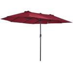 Outsunny Sombrilla Doble Parasol Grande 4.6x2.7m Sombrilla Jardín Patio con Manivela Manual Resistente al Agua y Protección Solar UV para Terraza Playa Piscina