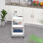 HOMCOM Carro de Almacenamiento Multiusos Carrito de 3 Niveles para Cocina Hotel Restaurante 4 Ruedas Universales Carga Total 300 kg 88x44x93cm(c-2)