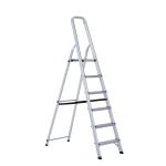 HOMCOM Escalera de Aluminio Tijera Plegable 4/5/6 Peldaños 150kg Ligero Robusto (6 Peldaños) 188x109x48 cm Plateado(c-3)