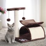 PawHut Árbol Rascador para Gatos Altura 74 cm Escalador con Plataformas Caseta Poste de Rascado Bolas y Caja de Almacenaje Color Madera Natural Blanco(c-1)