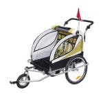 HOMCOM 2 en 1 Remolque Infantil para Bicicleta de 2 Plazas Convertible en Carro de Paseo con Rueda Delantera Giratoria 360° Color Rojo(c-3)