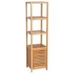 kleankin Armario Alto de Baño Multiusos Mueble Columna 3 Estantes Abiertos y 2 Cajones de Almacenaje Diseño Antivuelco 30x30x144 cm Blanco(c-2)