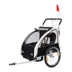 HOMCOM 2 en 1 Remolque de Bicicleta para Niños de 2 Plazas con Amortiguadores Convertible en Carro para Correr con Barra y Kit de Footing 129x85x105cm(c-3)