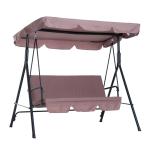 Outsunny Columpio Jardín tipo Balancín Metal Mecedora Metal 3 Plazas Toldo Regulable Cojín Acolchado Terrza Balcón Exterior 172x110x152cm Marrón(c-1)