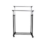 HomCom® Perchero Altura Regulable Colgador Ropa 4 Ruedas Acero Inoxidable Negro 80x43x85-155cm(c-2)