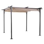 Outsunny® Pérgola de Metal 3.5x3.5m Gazebo Cenador para Jardín Patio o Terraza con Techo Retráctil Tela Poliéster Resistente al Agua y UV(c-2)