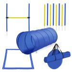 PawHut Conjunto 4 Obstáculos de Entrenamiento para Perro Set de Agilidad para Mascotas Estable Altura Ajustable de Aro Amarillo(c-3)