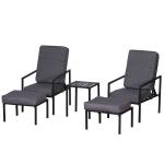 Outsunny Conjunto Mueble Exterior Apto Jardin Patio Terraza Balcón Incluye 2 Sillas 2 Taburetes 1 Mesa para Café con Cojín Suave