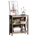 HOMCOM Estantería de Madera Librería de 2 Niveles con Laterales Reforzados para Libros Fotos Plantas 80x30x82 cm Roble
