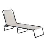 Outsunny Tumbona Plegable de Jardín Tumbona Inclinable de Playa con Respaldo Ajustable Fácil de Transportar para Patios Piscina 197x58x78cm Crema Blanco(c-1)