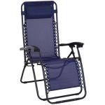 Outsunny Tumbona Plegable de Jardín con Respaldo Ajustable Hamaca de Playa Carga 120kg 90x65x110 cm Azul