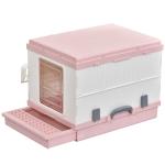 PawHut Caja de Arena para Gatos Plegable Arenero Portátil Aseo con Manija Puerta Orificio de Ventilación Bandeja Material ABS 54x43x42 cm