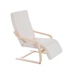 HOMCOM Sillón de Relax Silla de Relax de Madera de Abedul con Reposapiernas ajustable 66.5x81x100cm Gris(c-1)