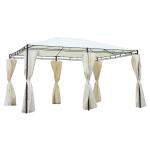 Outsunny Gazebo Pabellón Exterior 4x3x2.55m Cenador con Techo Carpa Glorietas de Jardín con Tela Poliéster Resistente al UV Color Crema(c-1)