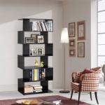 HOMCOM Estanteria Libreria 6 Estantes Madera Forma S 80x24x191 cm Estantes Color Blanco(c-1)