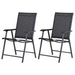 Outsunny Conjunto de 2 Sillas Plegables para Exterior Con Reposabrazos Sillas para Balcones Jardín Terraza 58x64x94 cm Negro Carga 100kg