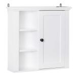 kleankin Estantería para Baño Almacenaje con 5 Niveles Estructura de Bambú y Estantes de Pino 35x36x138.5cm Blanco y Bambú Natural(c-1)