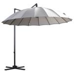 Outsunny Parasol Sombrilla de Jardín Ø300 cm de Diámetro con Manivela y Poste Giratorio 360° Techo Inclinable en 6 Posiciones Base Cruzada Incluida Rojo(c-1)