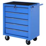 HOMCOM Carro Caja de Herramientas Taller movil con 5 cajones 4 Ruedas Chapa de Acero Azul