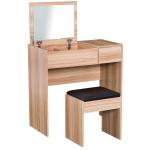HOMCOM Tocador con Taburete Espejo Tapa Abatible Mesa para Maquillaje 3 Cajas y 1 Cajón