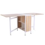 HOMCOM Mesa de Comedor Plegable de Almacenaje con 4 Estantes para Comedor Salón Mesa Auxiliar Escritorio Madera Ahorra Espacio 3 Formas 169x62x75 cm