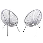 Outsunny Conjunto de 2 Sillas de Jardín de Ratán Pack 2 Sillas Acapulco Forma Ovalada con Reposabrazos Respaldo Alto Interior Exterior 73x77x87 cm Gris